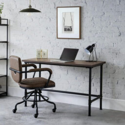 Oakham Signature Carnegie Industrial Pipe Desk In Mocha Elm And Black - thumbnail 3