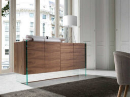 Angel Cerda Elegant Walnut Sideboard With Glass Legs For Modern Interiors - thumbnail 2