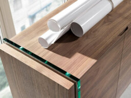 Angel Cerda Elegant Walnut Sideboard With Glass Legs For Modern Interiors - thumbnail 4