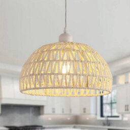 Vintage Pedant Lamp Rattan Ceiling Light White Dinning Room Kitchen Hallway 1.2M - thumbnail 4
