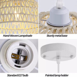 Vintage Pedant Lamp Rattan Ceiling Light White Dinning Room Kitchen Hallway 1.2M - thumbnail 3