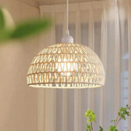 Vintage Pedant Lamp Rattan Ceiling Light White Dinning Room Kitchen Hallway 1.2M - thumbnail 1