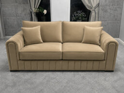 Lilly Plush Velvet Sofa - Modern Sofa Collection - Beige 3 Seater