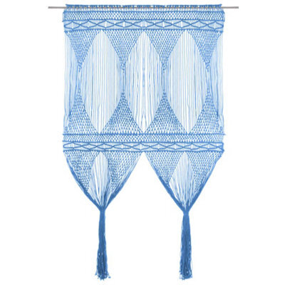 Berkfield Macrame Curtain Blue 140X240 Cm Cotton - image 1