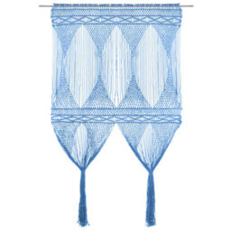 Berkfield Macrame Curtain Blue 140X240 Cm Cotton - thumbnail 1