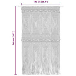 Berkfield Macrame Curtain Blue 140X240 Cm Cotton - thumbnail 5