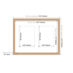 16X12 Inch 2 Opening Photo Collage Frame, Display Two 8X6 Inch Photos, Multi Aperture Family Picture Frame, Oak - thumbnail 4