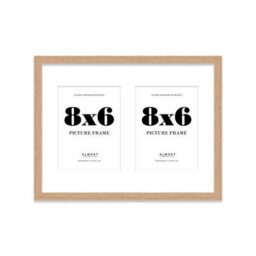 16X12 Inch 2 Opening Photo Collage Frame, Display Two 8X6 Inch Photos, Multi Aperture Family Picture Frame, Oak - thumbnail 2
