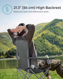 LEDREM Set Of 2 Folding Camping Chairs, Comfortable, Heavy Duty Structure, Max. Load Capacity 150 Kg, Outdoor Chair With Cup Holder - thumbnail 3