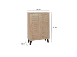 Timber Art Design Modern Shoe Storage Cabinet 2 Doors Footwear Stand Rack Unit Cupboard Sonoma Oak - thumbnail 3