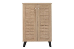 Timber Art Design Modern Shoe Storage Cabinet 2 Doors Footwear Stand Rack Unit Cupboard Sonoma Oak
