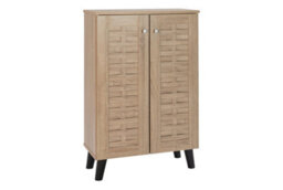 Timber Art Design Modern Shoe Storage Cabinet 2 Doors Footwear Stand Rack Unit Cupboard Sonoma Oak - thumbnail 2