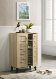 Timber Art Design Modern Shoe Storage Cabinet 2 Doors Footwear Stand Rack Unit Cupboard Sonoma Oak - thumbnail 5