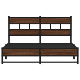 Berkfield Metal Bed Frame Without Mattress Brown Oak 140X200 Cm - thumbnail 4