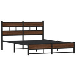 Berkfield Metal Bed Frame Without Mattress Brown Oak 140X200 Cm - thumbnail 3