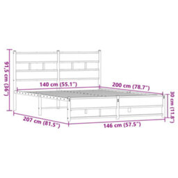 Berkfield Metal Bed Frame Without Mattress Brown Oak 140X200 Cm - thumbnail 9