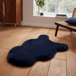 Navy Plain Luxurious Modern Shaggy Easy To Clean Rug For Dining Room Bed Room And Living Room-60Cm X 180Cm (Double) - thumbnail 1