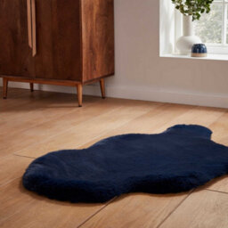 Navy Plain Luxurious Modern Shaggy Easy To Clean Rug For Dining Room Bed Room And Living Room-60Cm X 180Cm (Double) - thumbnail 2
