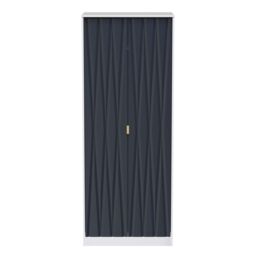 Diamond Ready Assembled Modern Matt Indigo & White Tall Double Wardrobe (H)1970mm (W)740mm (D)530mm - thumbnail 2