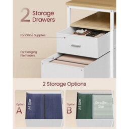 Computer Desk Modern Style 140X60Cm With Storage Shelves D Rawers Oak White - thumbnail 3