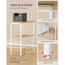Computer Desk Modern Style 140X60Cm With Storage Shelves D Rawers Oak White - thumbnail 5