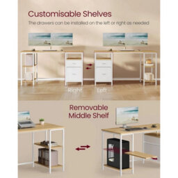 Computer Desk Modern Style 140X60Cm With Storage Shelves D Rawers Oak White - thumbnail 4