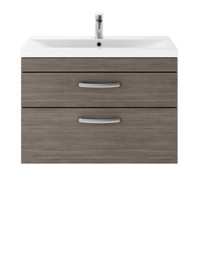 Nuie Nauie Athena Wall Hung Drawer Vanity Unit And Mid-Edged Basin 800mm Grey - image 1