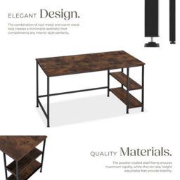 Tectake Desk Canton - Shelf With 2 Storage Compartments 60 Cm - Industrial Wood Dark, Rustic - thumbnail 3