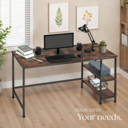 Tectake Desk Canton - Shelf With 2 Storage Compartments 60 Cm - Industrial Wood Dark, Rustic - thumbnail 7