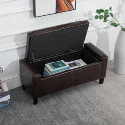 Wyld Haus Rira Brown Faux Leather Storage Ottoman Bench With Diamond-Tufted Seat And Hidden Compartment, L92 X D40 X H40Cm - thumbnail 8