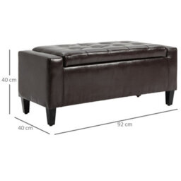 Wyld Haus Rira Brown Faux Leather Storage Ottoman Bench With Diamond-Tufted Seat And Hidden Compartment, L92 X D40 X H40Cm - thumbnail 4