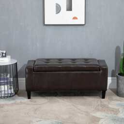 Wyld Haus Rira Brown Faux Leather Storage Ottoman Bench With Diamond-Tufted Seat And Hidden Compartment, L92 X D40 X H40Cm - thumbnail 7
