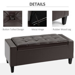 Wyld Haus Rira Brown Faux Leather Storage Ottoman Bench With Diamond-Tufted Seat And Hidden Compartment, L92 X D40 X H40Cm - thumbnail 6