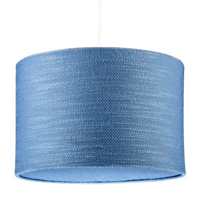 Happy Homewares Glacier Lake Blue Textured Linen Pendant Lighting Shade With Diffuser - image 1