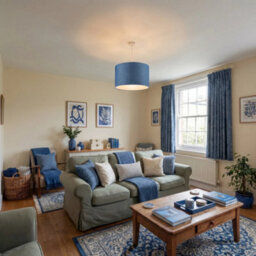 Happy Homewares Glacier Lake Blue Textured Linen Pendant Lighting Shade With Diffuser - thumbnail 6