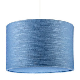 Happy Homewares Glacier Lake Blue Textured Linen Pendant Lighting Shade With Diffuser - thumbnail 1