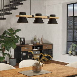 Loops Stylish Modern Black And Brown Triple Pendant Ceiling Light For Indoor Spaces - thumbnail 1