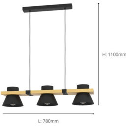 Loops Stylish Modern Black And Brown Triple Pendant Ceiling Light For Indoor Spaces - thumbnail 4