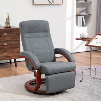 Homcom Recliner Swivel Chair Manual Reclining Chair With Footrest Armrests Grey - image 1
