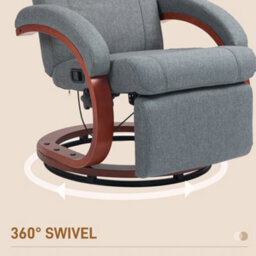 Homcom Recliner Swivel Chair Manual Reclining Chair With Footrest Armrests Grey - thumbnail 6
