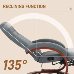Homcom Recliner Swivel Chair Manual Reclining Chair With Footrest Armrests Grey - thumbnail 4