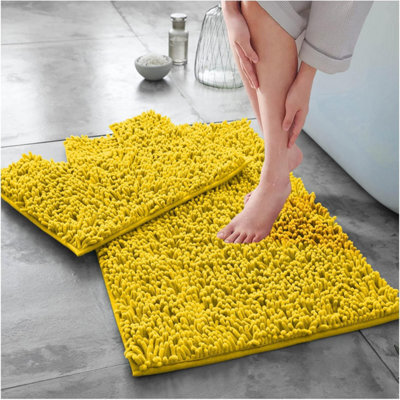 Gc Gaveno Cavailia Infinity Loop Extra Large 2 Piece Bath Mat Set Ochre Super Absorbent Non Slip Shower Mat - image 1