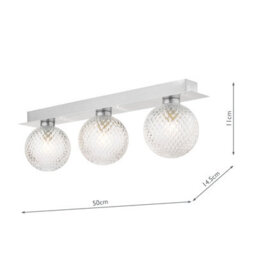 The Lighting Studio Laura Ashley Prague 3Lt Bathroom Wall Light Polished Chrome Glass Ip44 - thumbnail 7