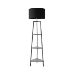 Valuelights Hiru Grey 3 Tier Shelf Floor Lamp With Black Drum Shade - thumbnail 7