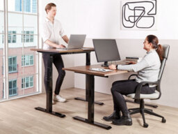 Beliani Manual Adjustable Standing Desk Destines Brown/ Black 160 Cm 72 Cm - thumbnail 2