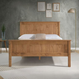 Save On Goods UK 5Ft King Size Waxed Pine,wood,wooden High Foot End,solid Panel Bed Frame.shaker Style - thumbnail 2