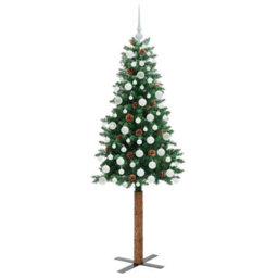 Vidaxl Slim Christmas Tree Green 180 Cm Pvc And Solid Pine Wood - thumbnail 4