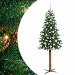 Vidaxl Slim Christmas Tree Green 180 Cm Pvc And Solid Pine Wood - thumbnail 2