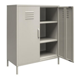 Dorel Bradford Metal Cabinet With 2 Doors Vertical In Taupe - thumbnail 3