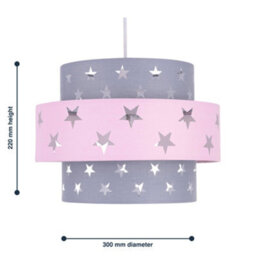 First Choice Lighting Pink And Grey Star Two Tier Lamp Shade - thumbnail 4